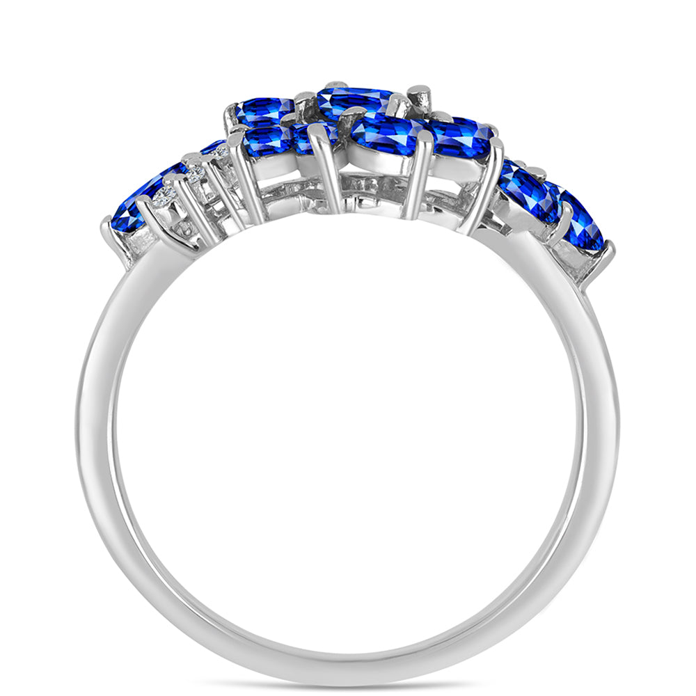 Anillo de Plata con Zafiro Azul Australiano y Topacio Blanco 2 