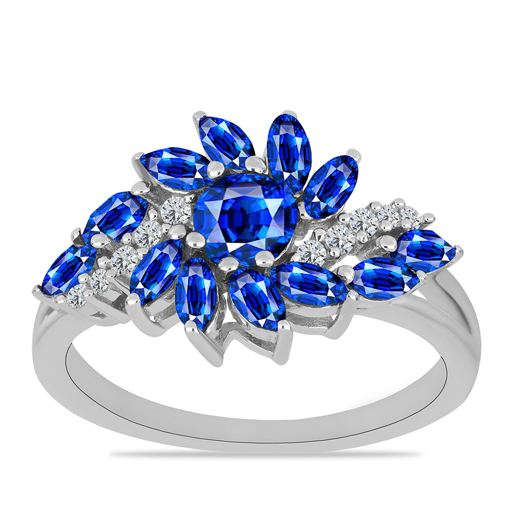 Anillo de Plata con Zafiro Azul Australiano y Topacio Blanco 3 