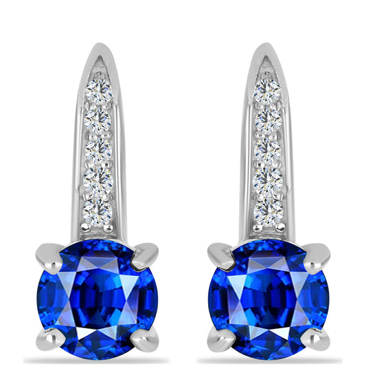 Pendientes de Plata con Zafiro Azul Australiano y Topacio Blanco