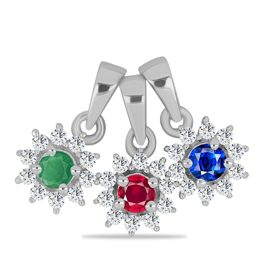 Conjunto de Plata con Rubí de Madagascar y Esmeralda de Brasil ( Colgante ) 1 
