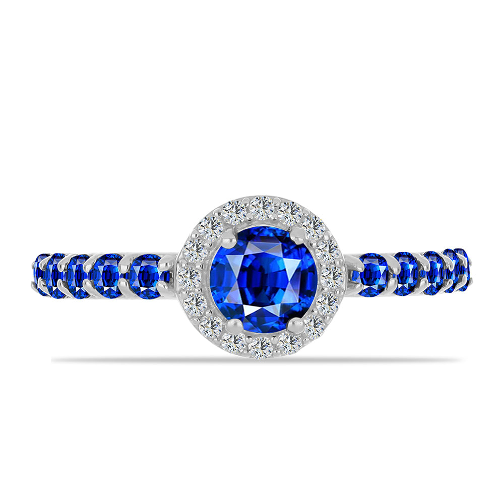 Anillo de Plata con Zafiro Azul Australiano y Topacio Blanco 1 