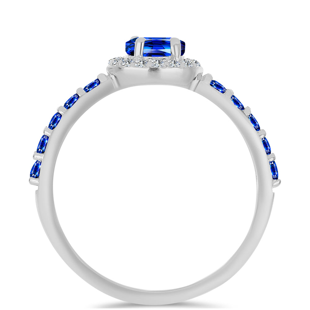 Anillo de Plata con Zafiro Azul Australiano y Topacio Blanco