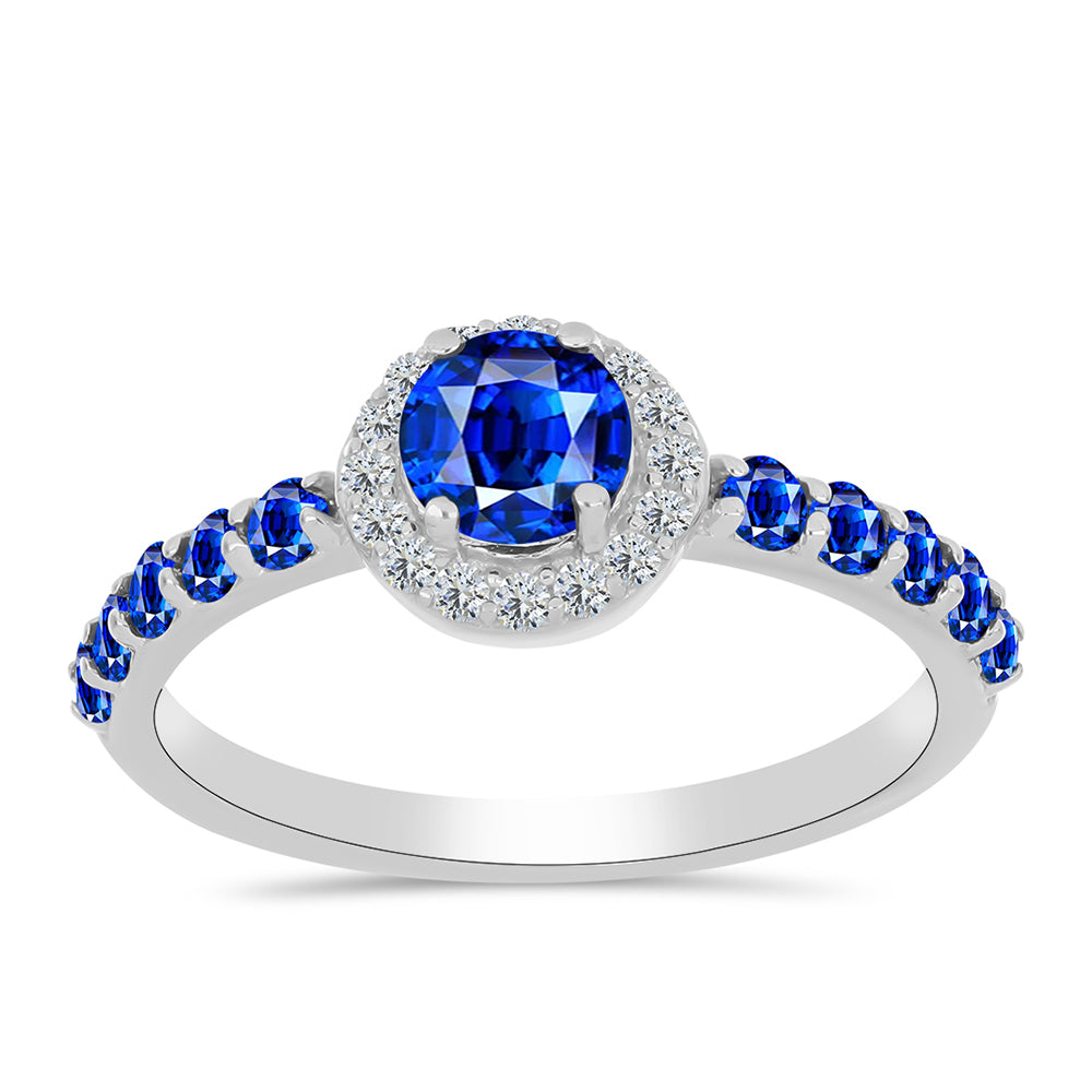 Anillo de Plata con Zafiro Azul Australiano y Topacio Blanco 3 