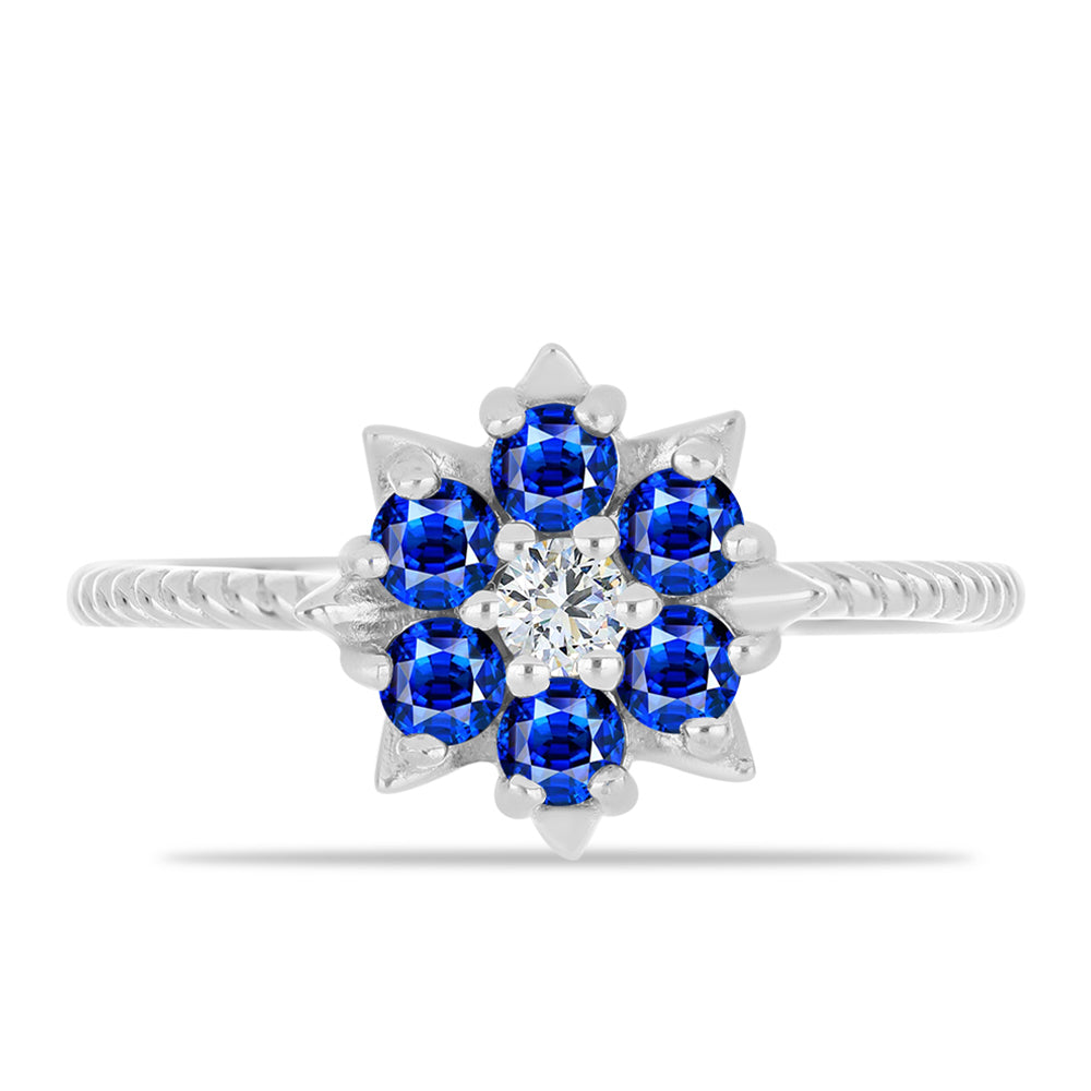 Anillo de Plata con Zafiro Azul Australiano y Topacio Blanco