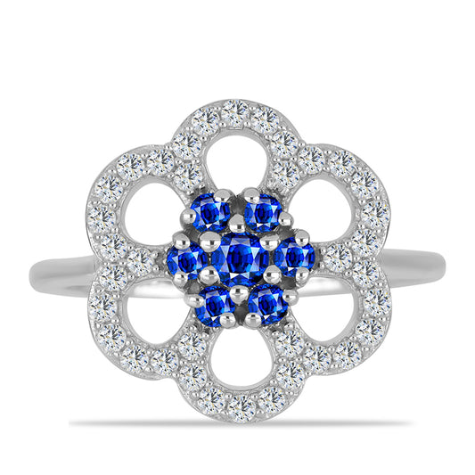 Anillo de Plata con Zafiro Azul Australiano y Topacio Blanco