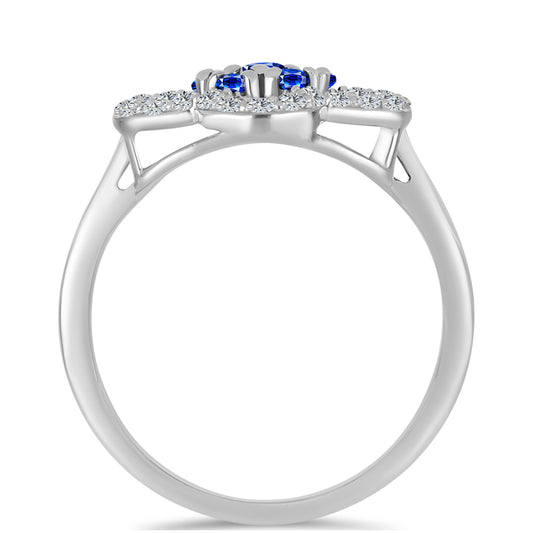 Anillo de Plata con Zafiro Azul Australiano y Topacio Blanco