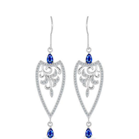 Pendientes de Plata con Zafiro Azul Australiano y Topacio Blanco