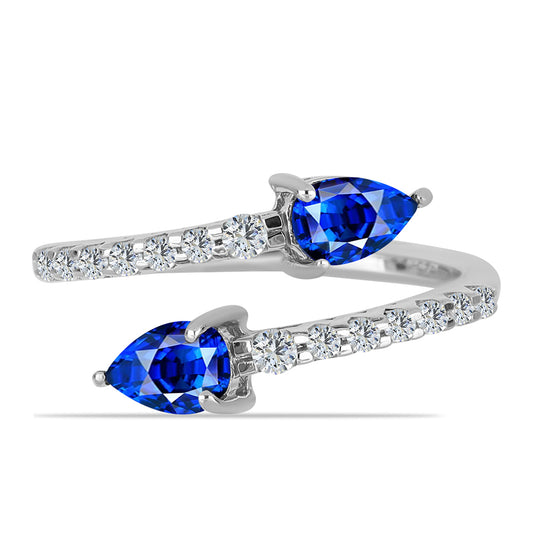 Anillo de Plata con Zafiro Azul Australiano y Topacio Blanco
