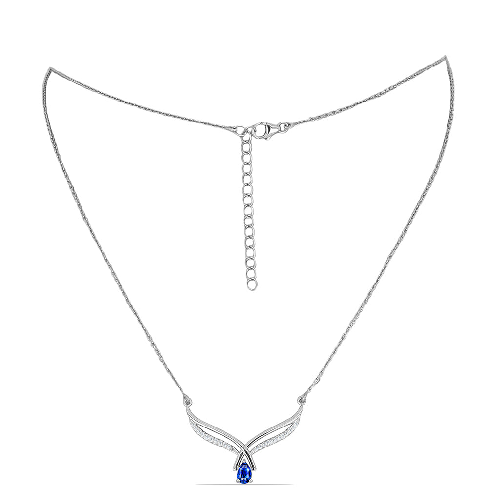 Collar de Plata con Zafiro Azul Australiano y Topacio Blanco 1 
