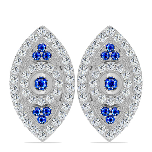 Pendientes de Plata con Zafiro Azul Australiano y Topacio Blanco