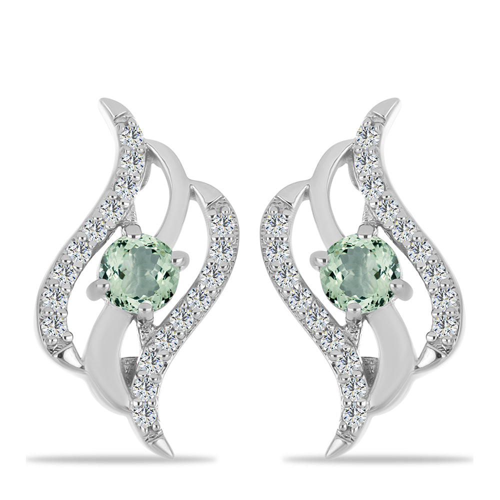 Pendientes de Plata con Amatista Verde y Topacio Blanco 1 