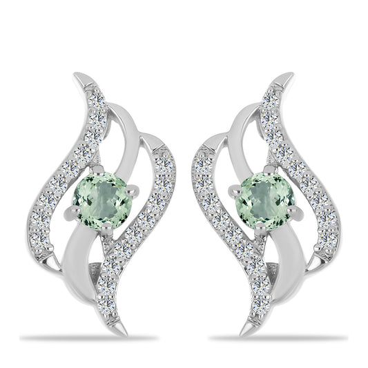 Pendientes de Plata con Amatista Verde y Topacio Blanco