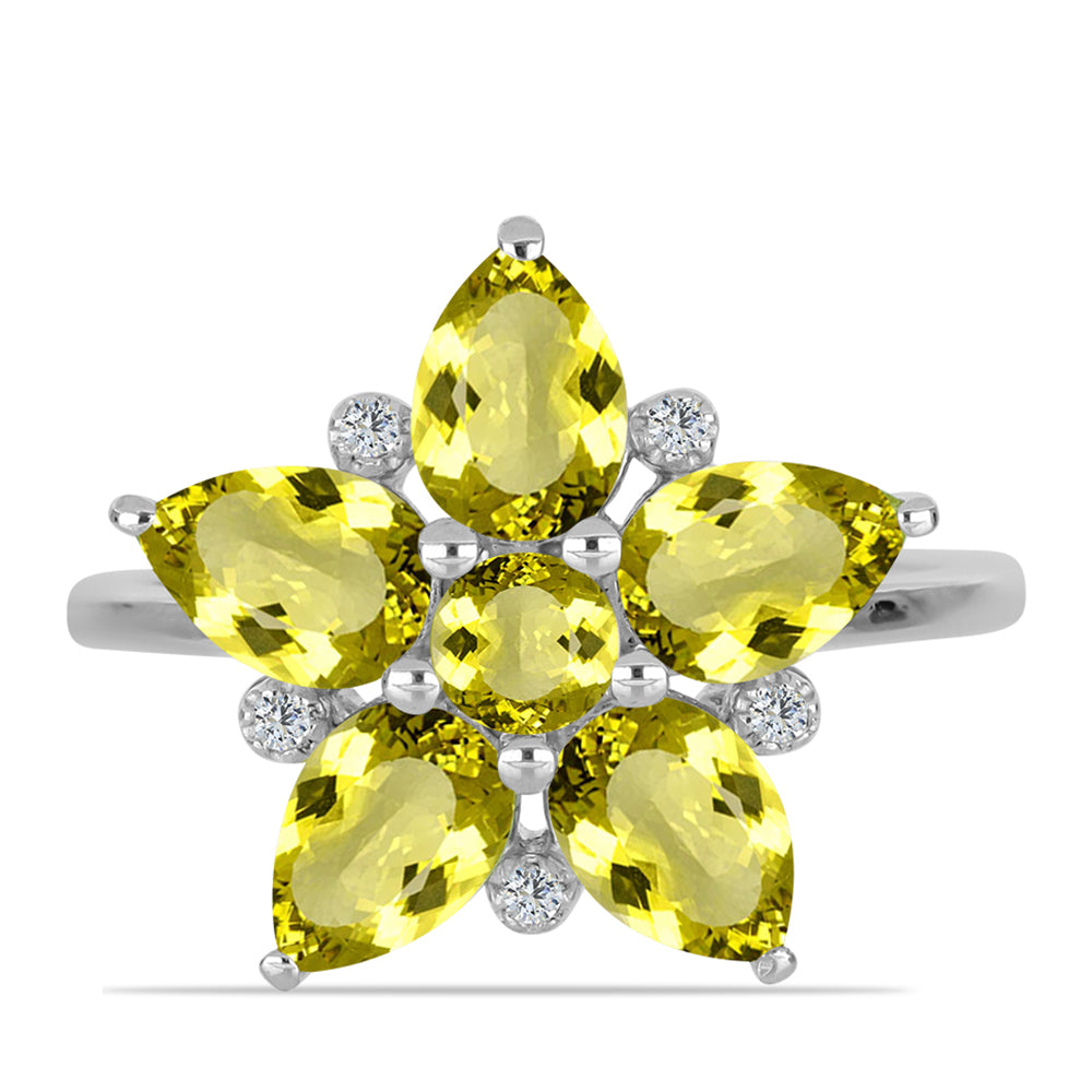 Anillo de Plata con Topacio Limón y Topacio Blanco 1 