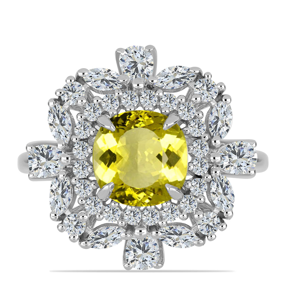 Anillo de Plata con Topacio Limón y Topacio Blanco 1 
