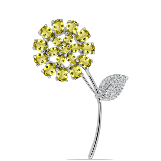Broche de Plata con Topacio Limón y Topacio Blanco