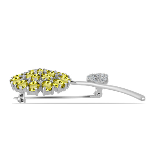 Broche de Plata con Topacio Limón y Topacio Blanco