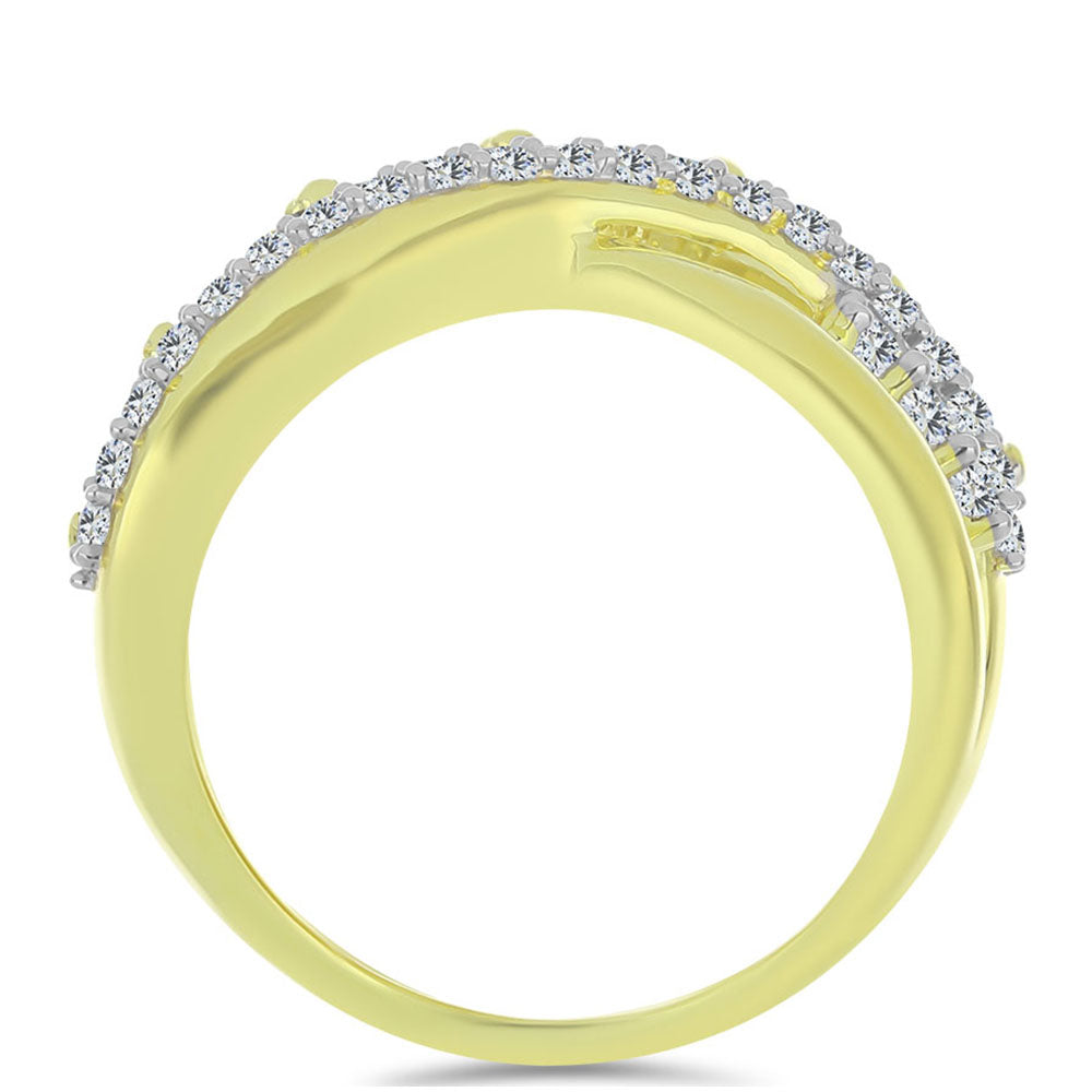 Anillo de Plata Bañada en Oro con Obsidiana y Topacio Blanco 2 