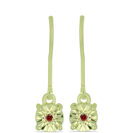 Pendientes de Plata Bañada en Oro con Diamante Rojo