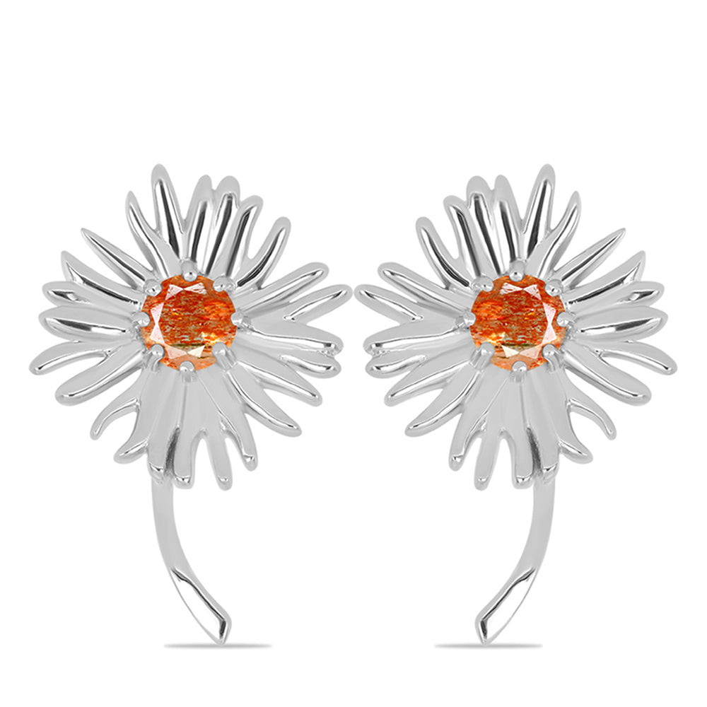 Pendientes de Plata con Piedra Solar de Oregon 1 