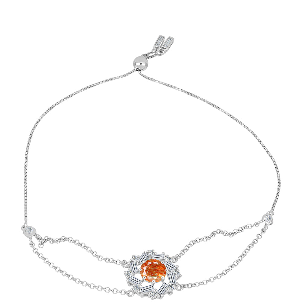 Pulsera de Plata con Piedra Solar de Oregon y Topacio Blanco 1 