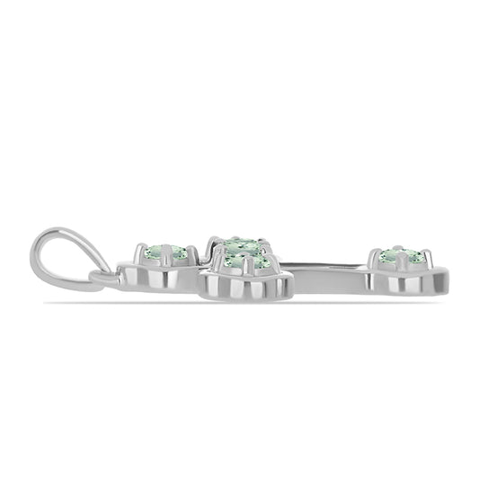 Cruz Colgante de Plata con Amatista Verde