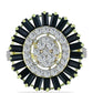 Anillo de Plata Bañada en Oro con Obsidiana y Topacio Blanco