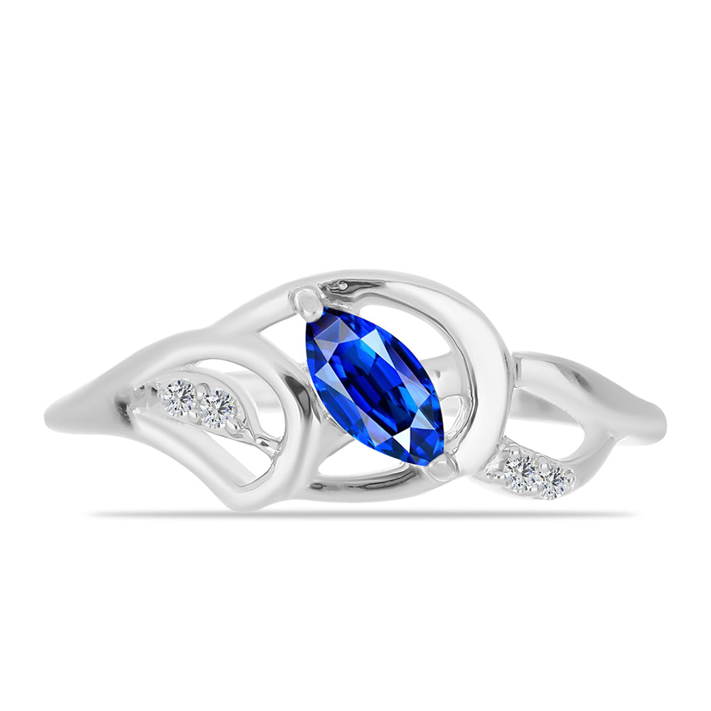 Anillo de Plata con Zafiro Azul Australiano y Topacio Blanco 1 