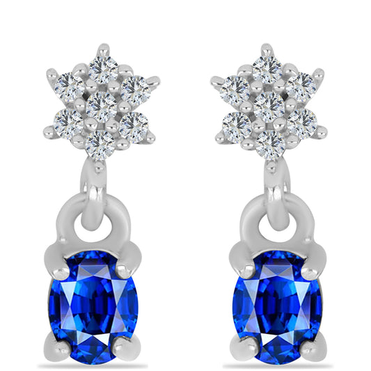 Pendientes de Plata con Zafiro Azul Australiano y Topacio Blanco