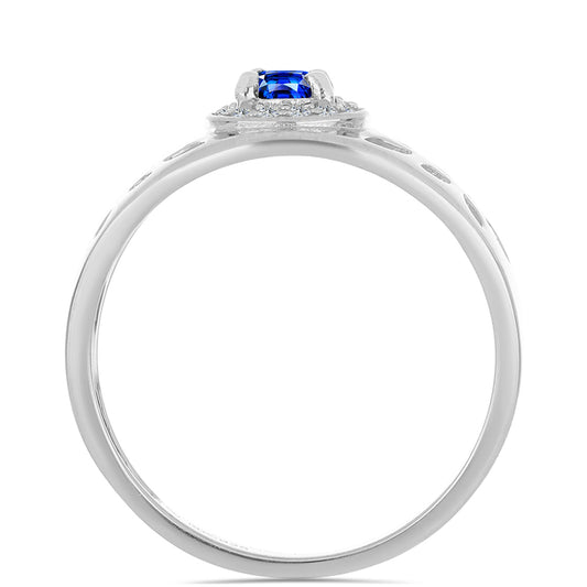 Anillo de Plata con Zafiro Azul Australiano y Topacio Blanco
