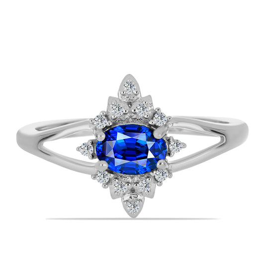 Anillo de Plata con Zafiro Azul Australiano y Topacio Blanco