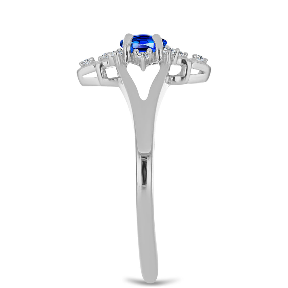 Anillo de Plata con Zafiro Azul Australiano y Topacio Blanco 4 