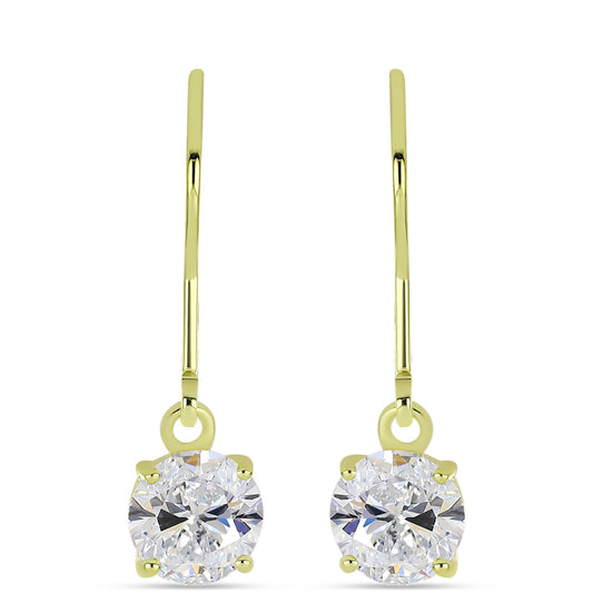 Pendientes de Plata Bañada en Oro con Diamante certificado y cultivado en laboratorio