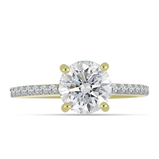 Anillo de Plata Bañada en Oro con Diamante certificado y cultivado en laboratorio y Zircón blanco natural