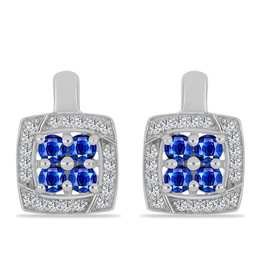 Pendientes de Plata con Zafiro Azul Australiano y Topacio Blanco