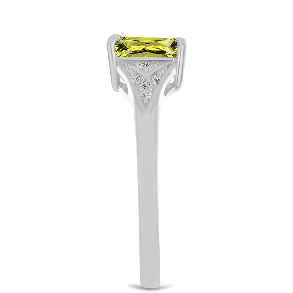 Anillo de Plata con Topacio Limón y Topacio Blanco 4 