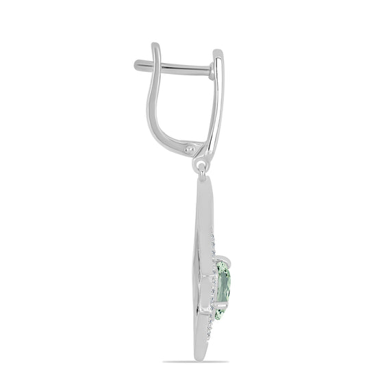 Pendientes de Plata con Amatista Verde y Topacio Blanco
