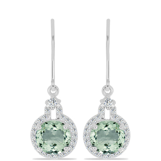 Pendientes de Plata con Amatista Verde y Topacio Blanco