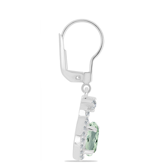 Pendientes de Plata con Amatista Verde y Topacio Blanco