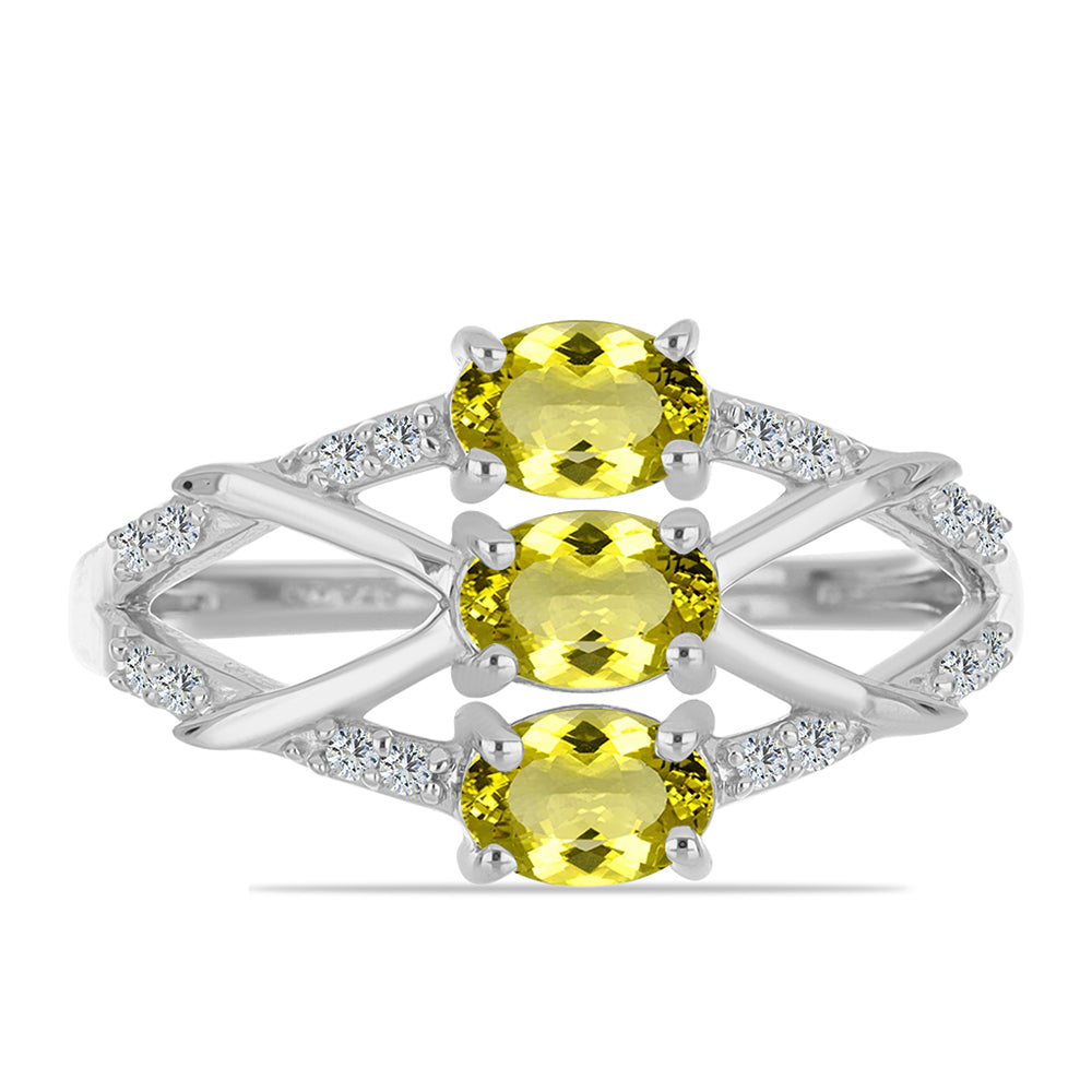 Anillo de Plata con Topacio Limón y Topacio Blanco 1 