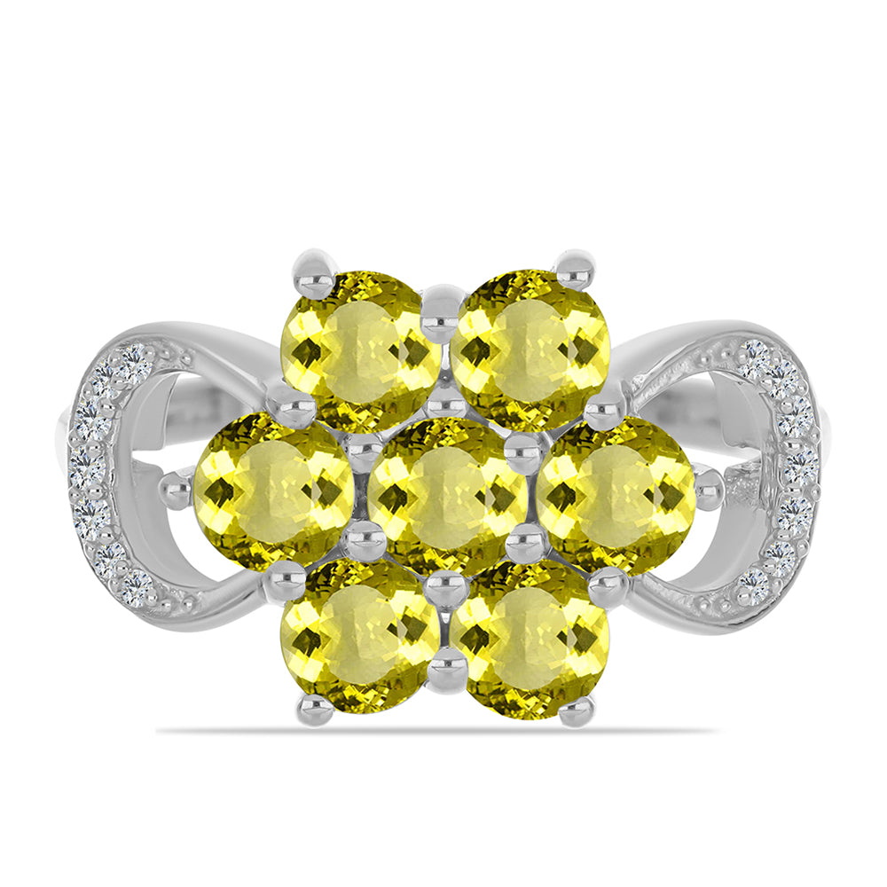 Anillo de Plata con Topacio Limón y Topacio Blanco 1 