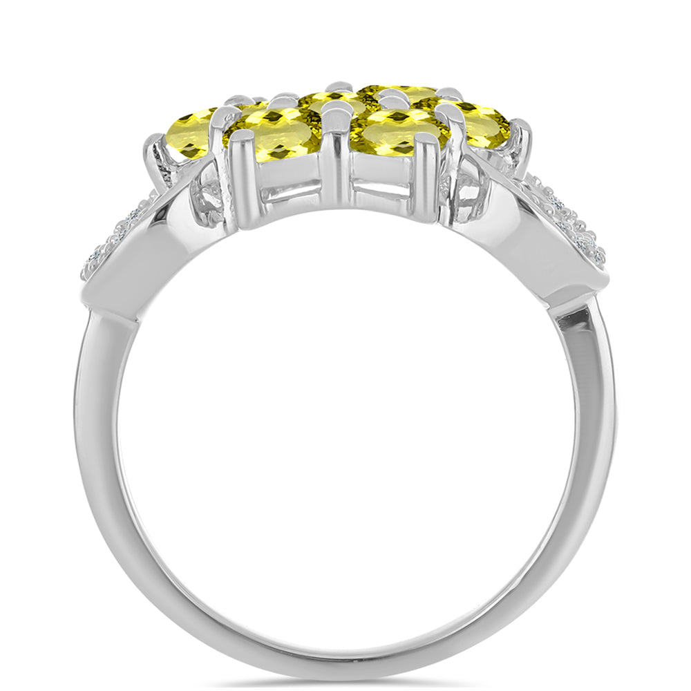 Anillo de Plata con Topacio Limón y Topacio Blanco 2 