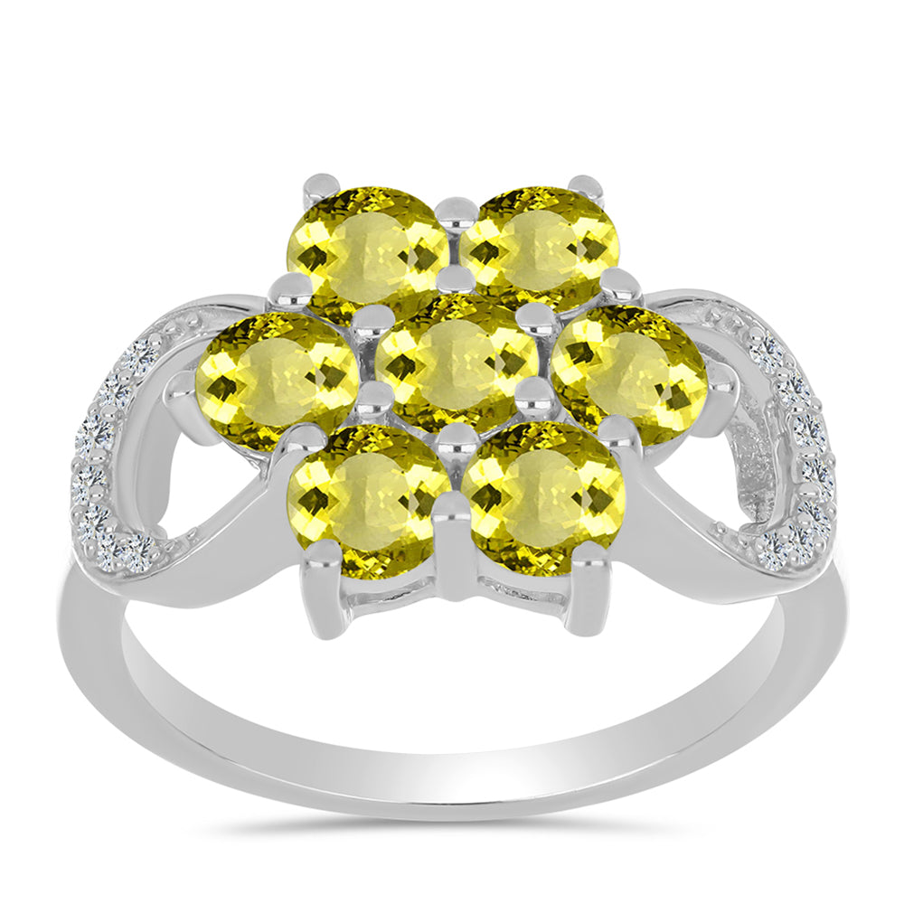 Anillo de Plata con Topacio Limón y Topacio Blanco