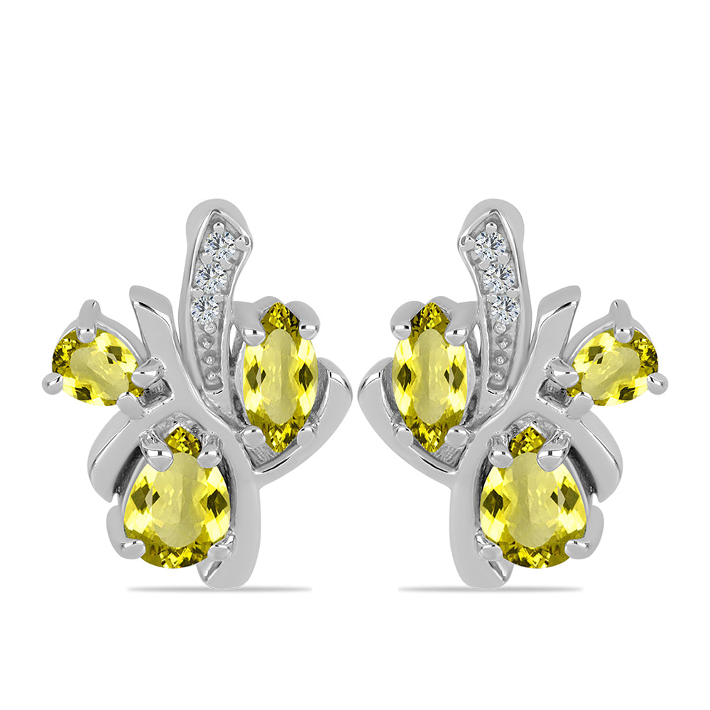 Pendientes de Plata con Topacio Limón y Topacio Blanco 1 