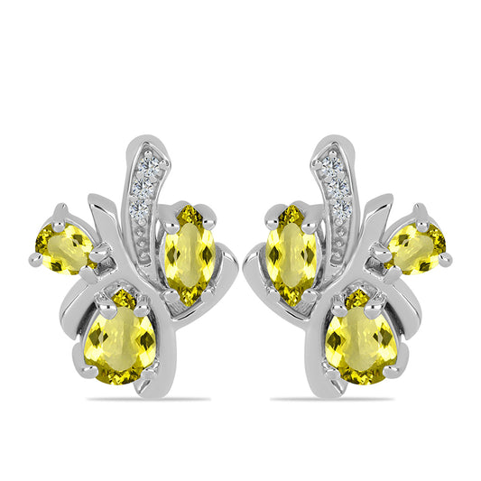 Pendientes de Plata con Topacio Limón y Topacio Blanco