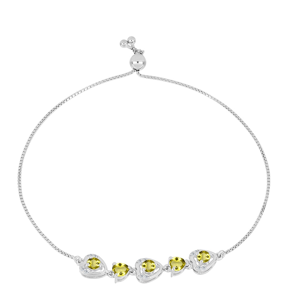Pulsera de Plata con Topacio Limón y Topacio Blanco 1 