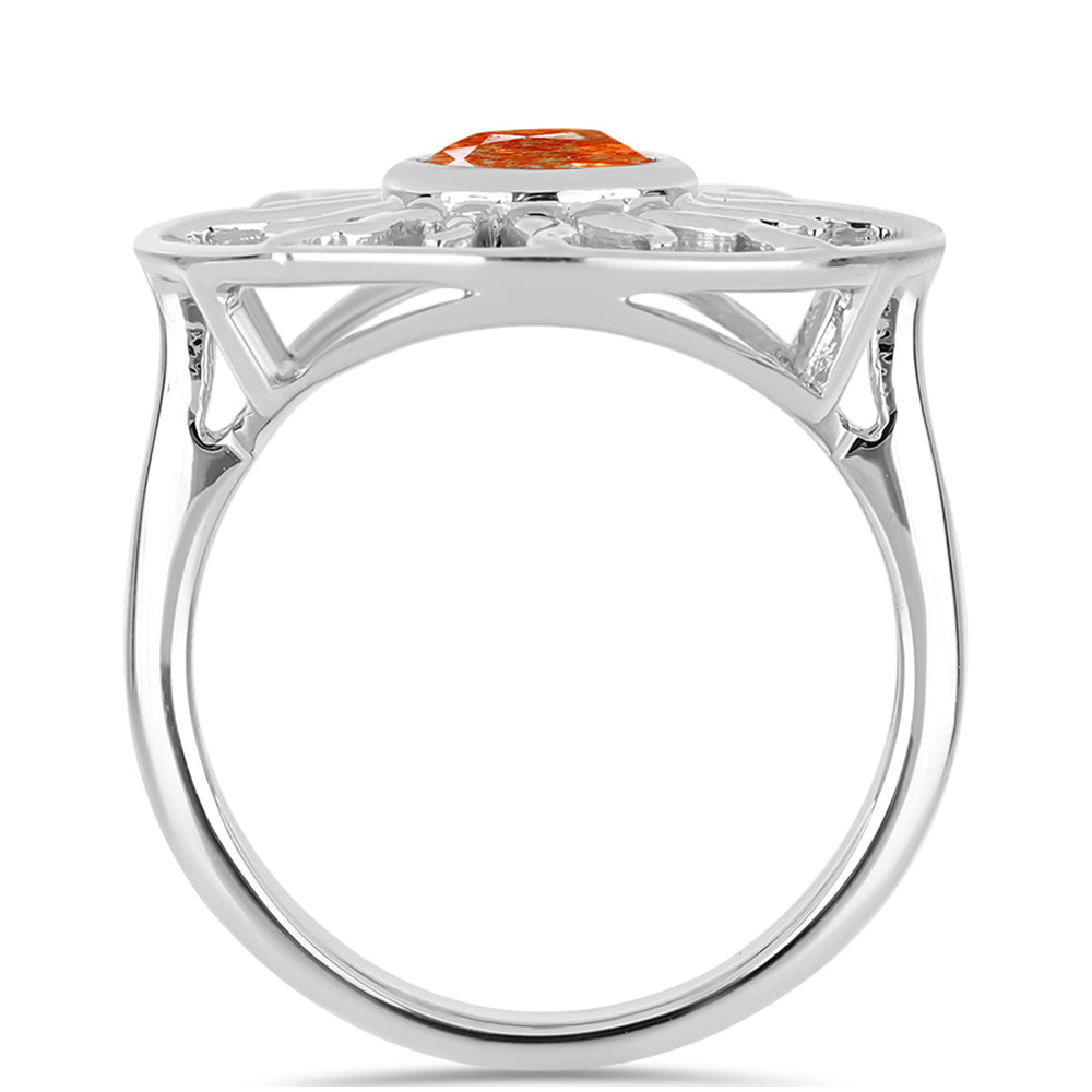 Anillo de Plata con Piedra Solar de Oregon