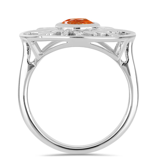 Anillo de Plata con Piedra Solar de Oregon