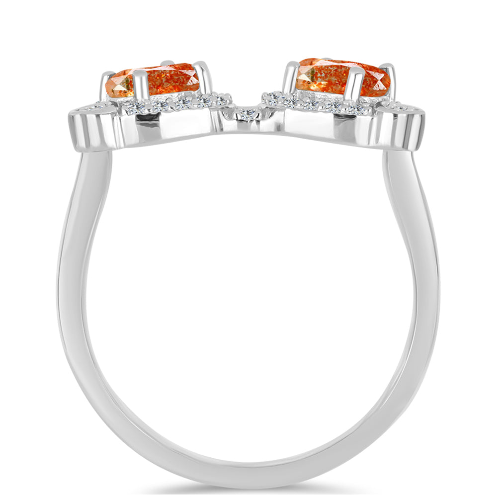 Anillo de Plata con Piedra Solar de Oregon y Topacio Blanco