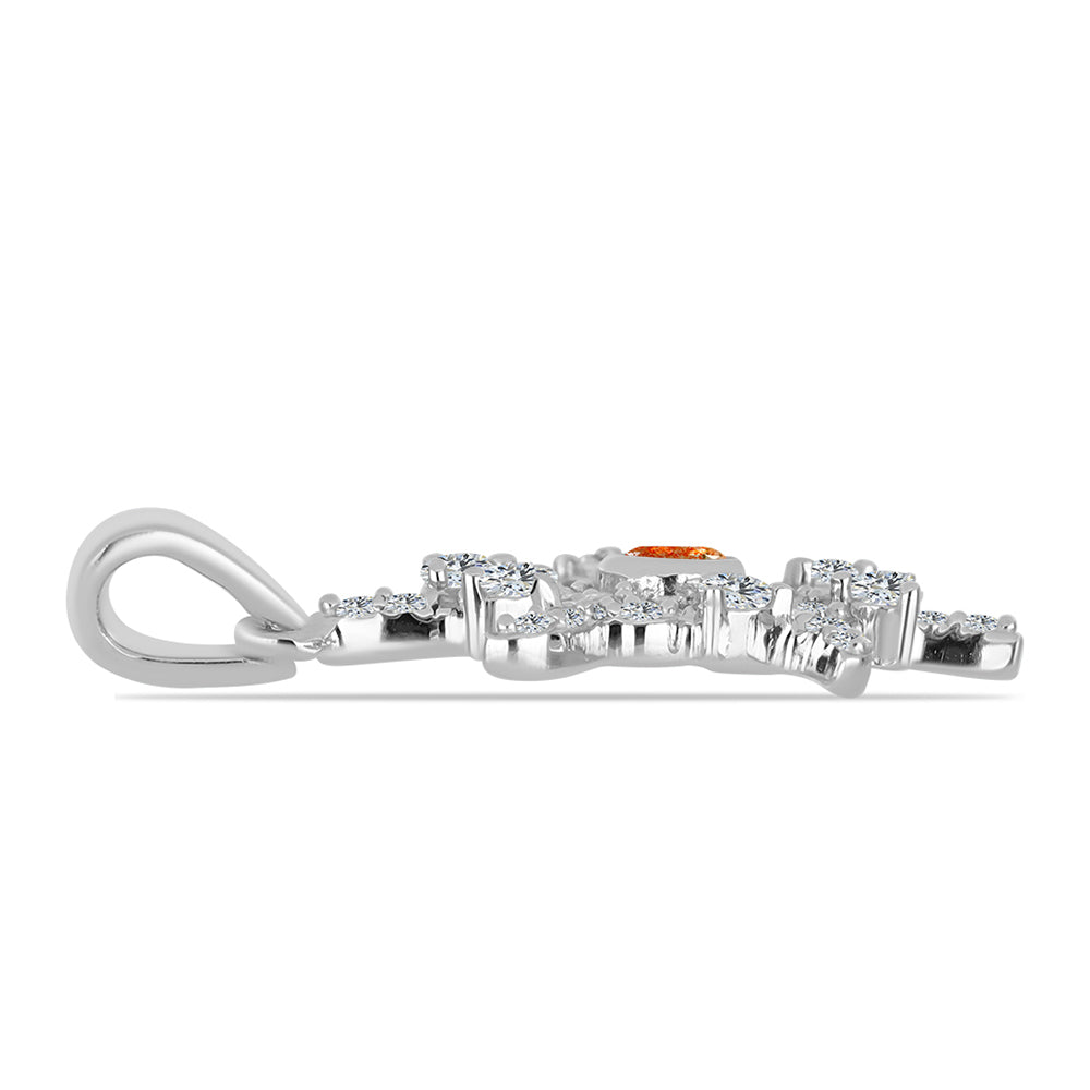 Collar de Plata con Piedra Solar de Oregon y Topacio Blanco 2 