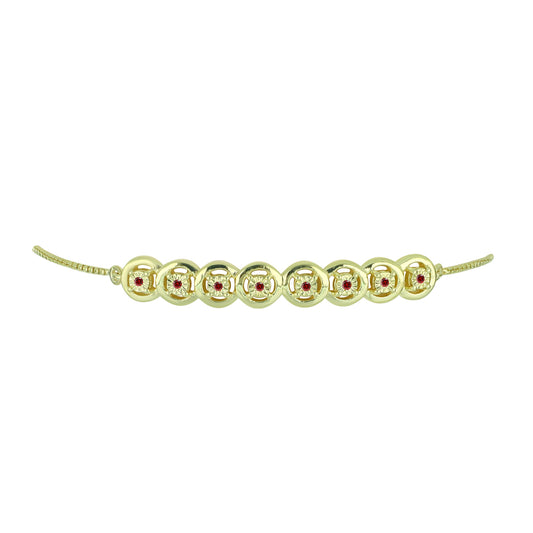 Pulsera de Plata Bañada en Oro con Diamante Rojo